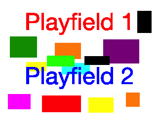 dual playfields, playfield 2 in front